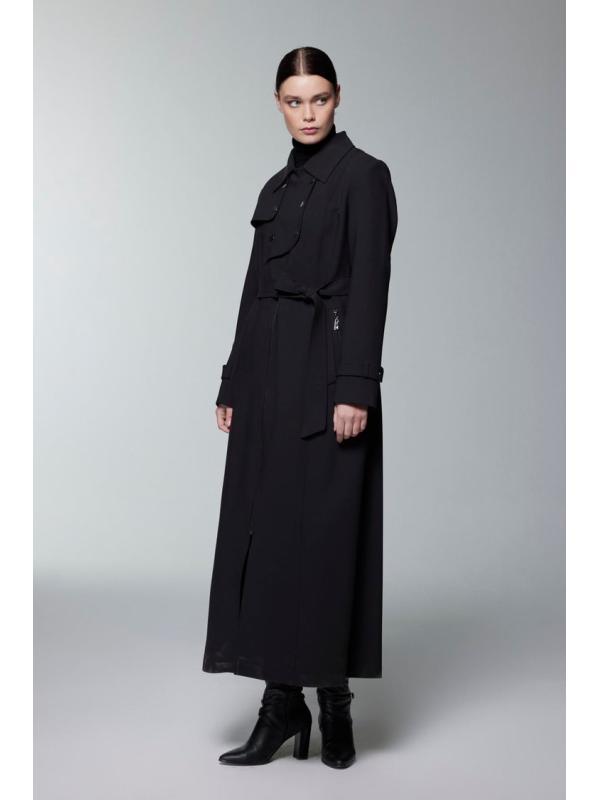 Trench-coat ceinturé avec boutons et fermeture éclair 13928