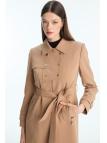 Trench-coat ceinturé avec boutons et fermeture éclair 13928