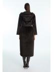 Manteau marron à capuche et ceinture 13970