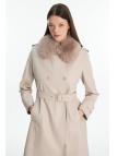 Trench-coat en cuir à col de fourrure 13822