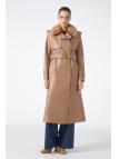 Trench-coat en cuir à col de fourrure 13822