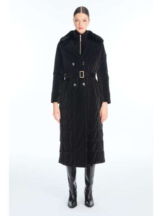 doudoune avec ceinture de col en fourrure Détail 13862