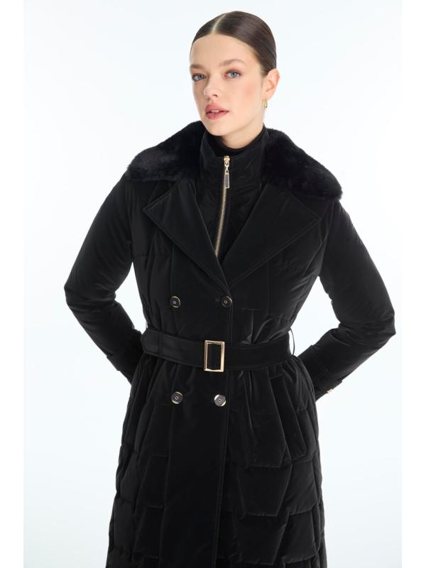 doudoune avec ceinture de col en fourrure Détail 13862