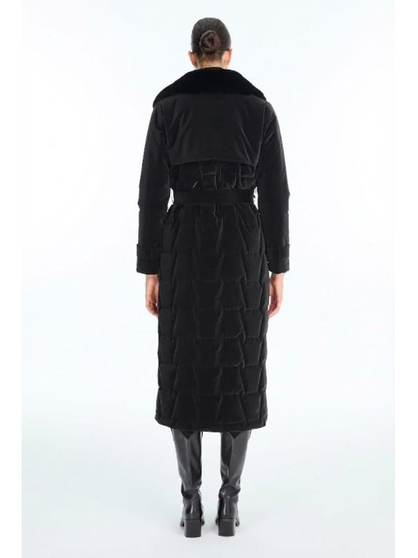 doudoune avec ceinture de col en fourrure Détail 13862