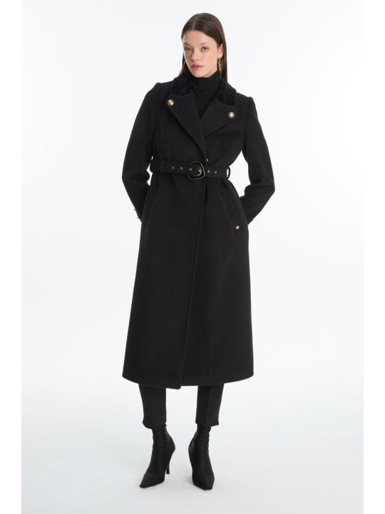 Manteau ceinture avec col détail 13866