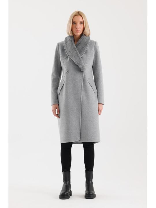 Manteau avec poches de col en fourrure Détails du manteau Cachet 13092  