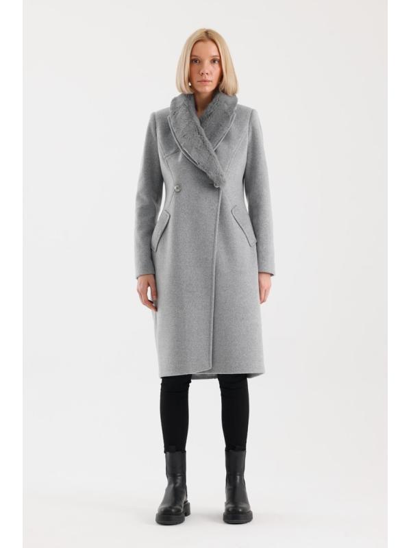 Manteau avec poches de col en fourrure Détails du manteau Cachet 13092  