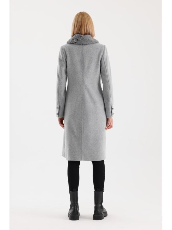 Manteau avec poches de col en fourrure Détails du manteau Cachet 13092  