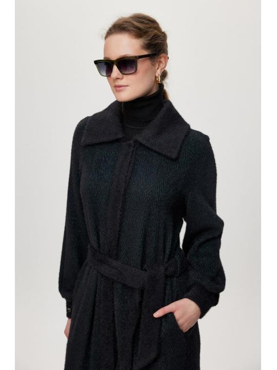 Cardigan Ceinture à capuche détaillée Usure noire/naphthi GC-0221