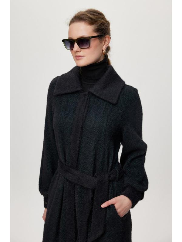 Cardigan Ceinture à capuche détaillée Usure noire/naphthi GC-0221