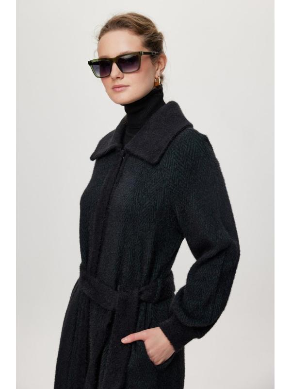 Cardigan Ceinture à capuche détaillée Usure noire/naphthi GC-0221