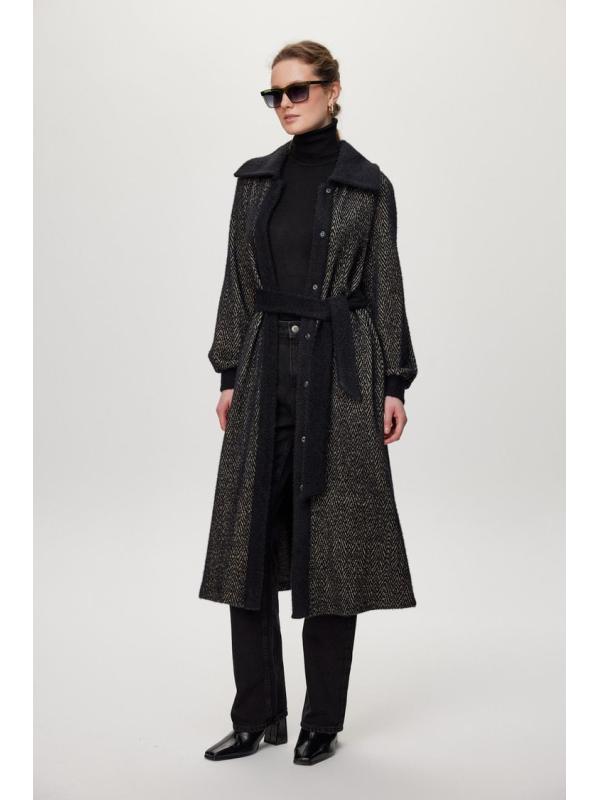 Cardigan Ceinture à capuche détaillée Usure noire/naphthi GC-0221