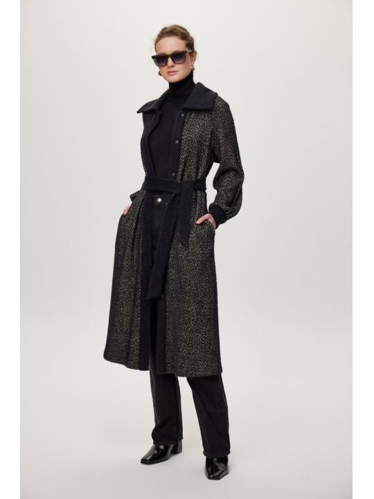 Cardigan Ceinture à capuche détaillée Usure noire/naphthi GC-0221