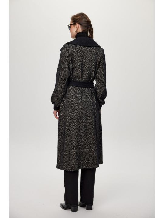 Cardigan Ceinture à capuche détaillée Usure noire/naphthi GC-0221