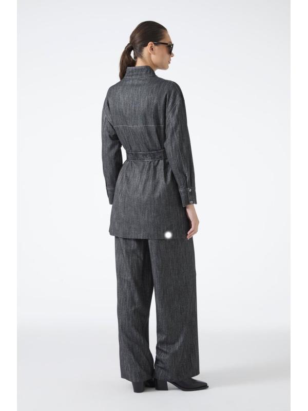 Ensemble deux pièces veste et pantalon ceinturés   TK-1718
