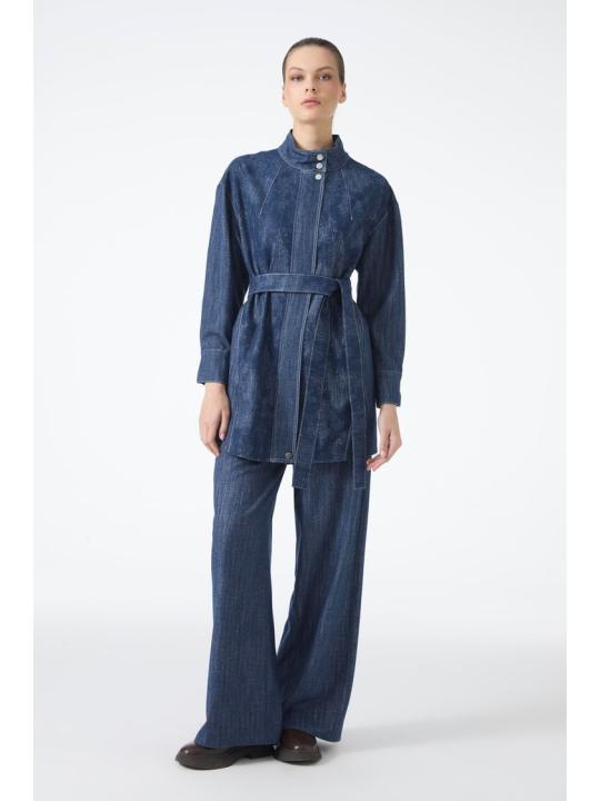 Ensemble deux pièces veste et pantalon ceinturés   TK-1718