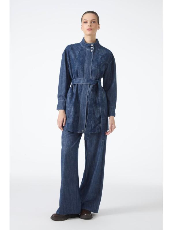 Ensemble deux pièces veste et pantalon ceinturés   TK-1718