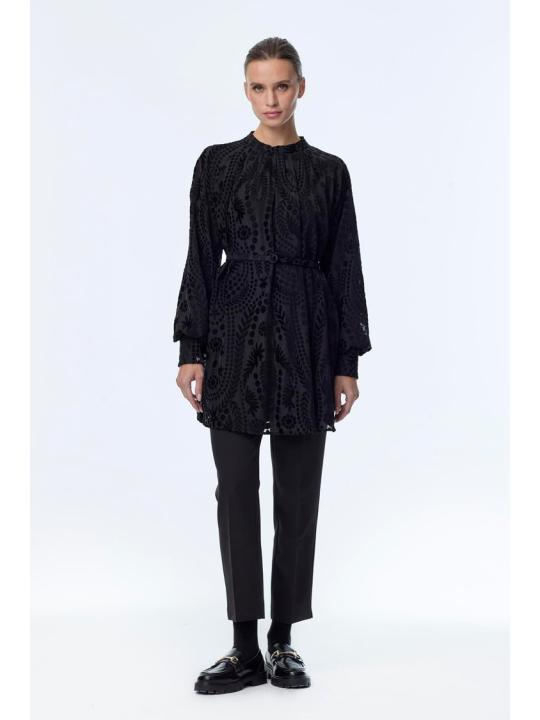 Chemisier à motifs à manches ballon B-0137