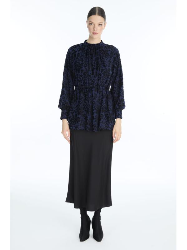 Chemisier à motifs à manches ballon B-0137