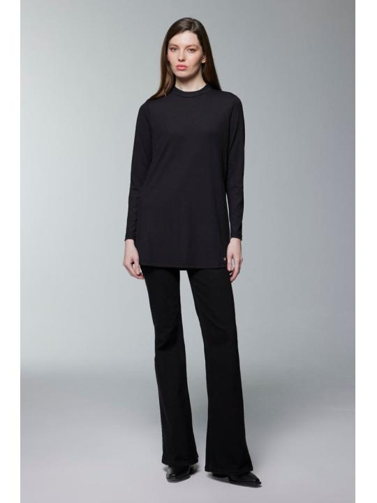 Col ras du cou côtelé à manches longues Tan Sous-vêtements i-0014