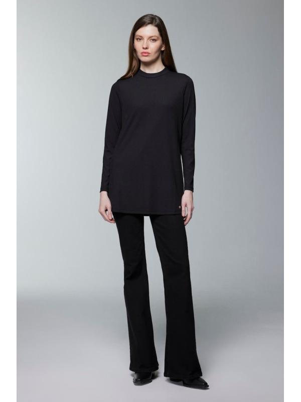 Col ras du cou côtelé à manches longues Tan Sous-vêtements i-0014