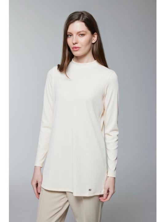 Col ras du cou côtelé à manches longues Tan Sous-vêtements i-0014