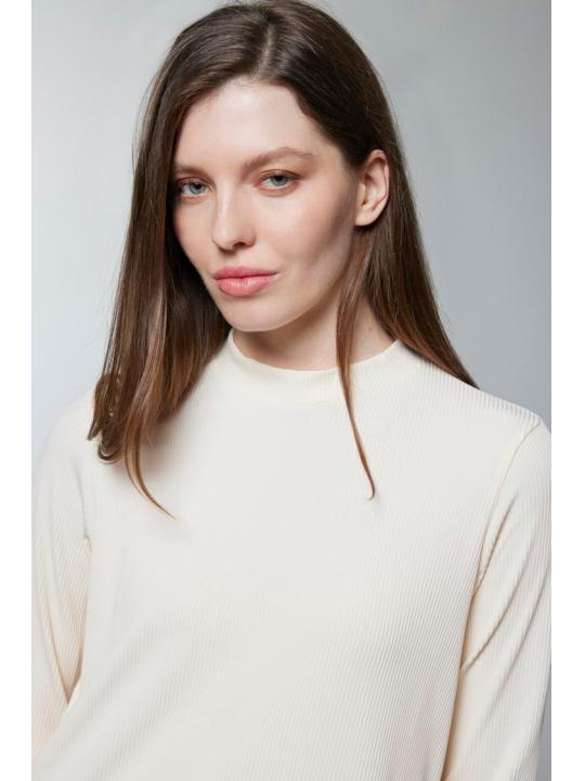 Col ras du cou côtelé à manches longues Tan Sous-vêtements i-0014