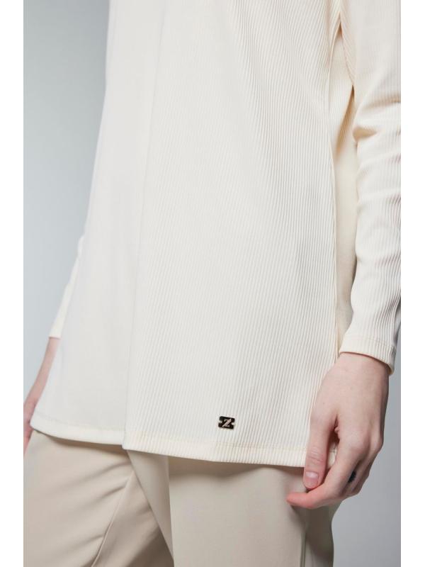 Col ras du cou côtelé à manches longues Tan Sous-vêtements i-0014