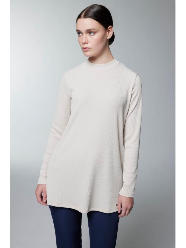 Col ras du cou côtelé à manches longues Tan Sous-vêtements i-0014