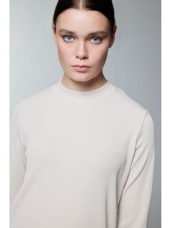 Col ras du cou côtelé à manches longues Tan Sous-vêtements i-0014