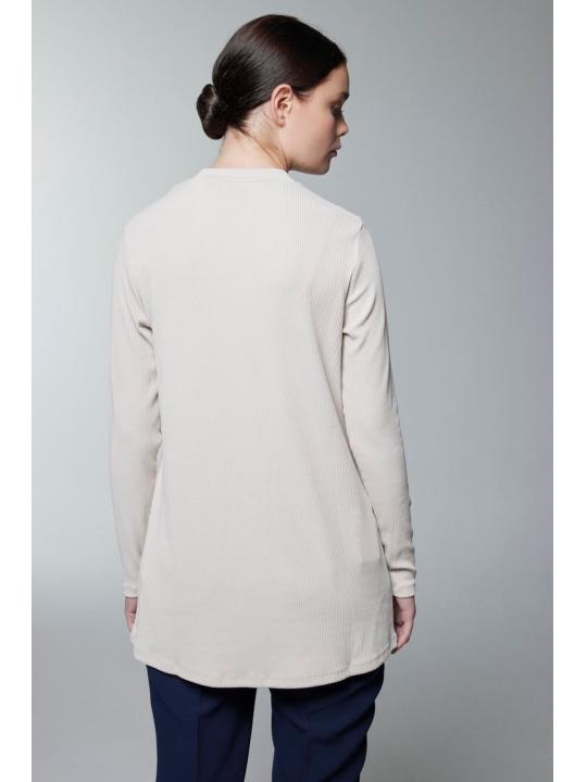 Col ras du cou côtelé à manches longues Tan Sous-vêtements i-0014