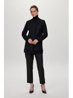 Cardigan Col Détaillé boutonné Écru/Or HR-0032
