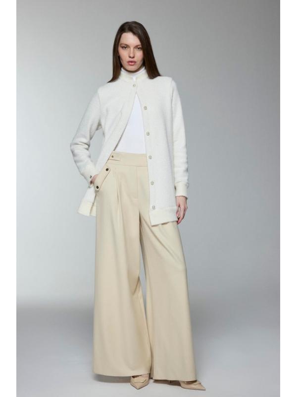 Cardigan Col Détaillé boutonné Écru/Or HR-0032