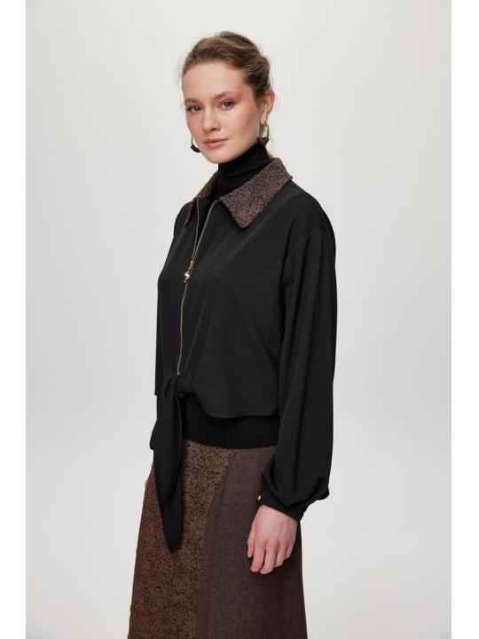 ensemble deux péices Cravate à motifs détaillée marron double  TK-1722