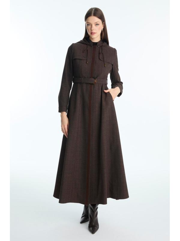 Pardessus à capuche et ceinturée 13955