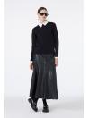 Jupe en cuir noir aspect bouton ETK-0194