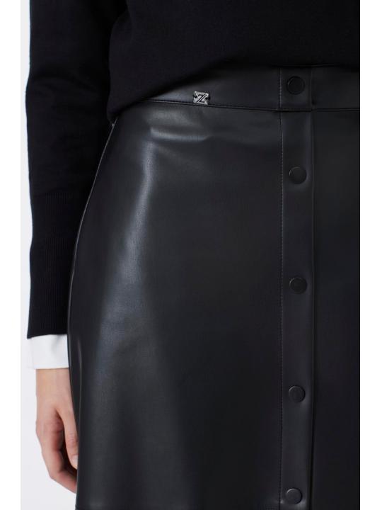 Jupe en cuir noir aspect bouton ETK-0194