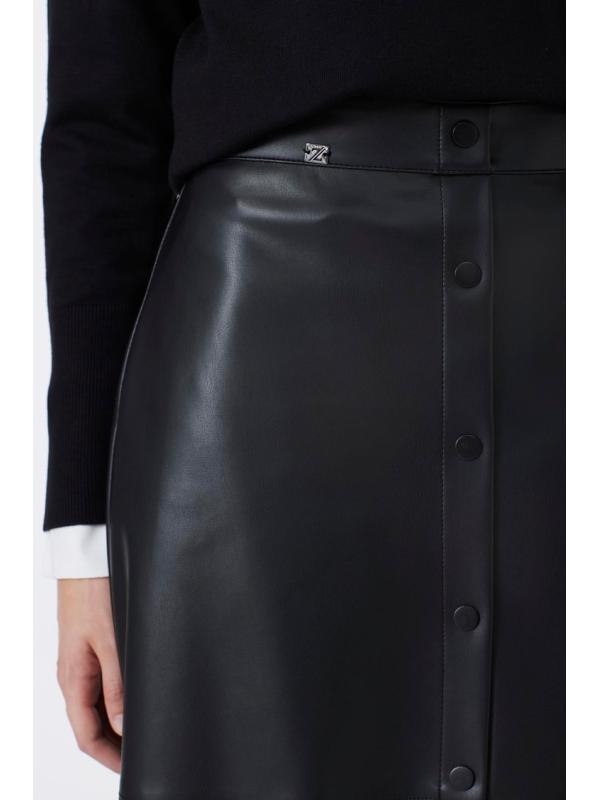 Jupe en cuir noir aspect bouton ETK-0194