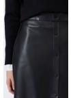 Jupe en cuir noir aspect bouton ETK-0194