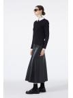 Jupe en cuir noir aspect bouton ETK-0194