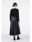 Jupe en cuir noir aspect bouton ETK-0194