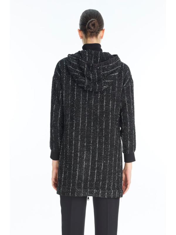 Veste à capuche noire pailletée C-0163