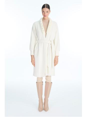 Cardigan Pierre de col châle détaillée en écru/or HR-0029