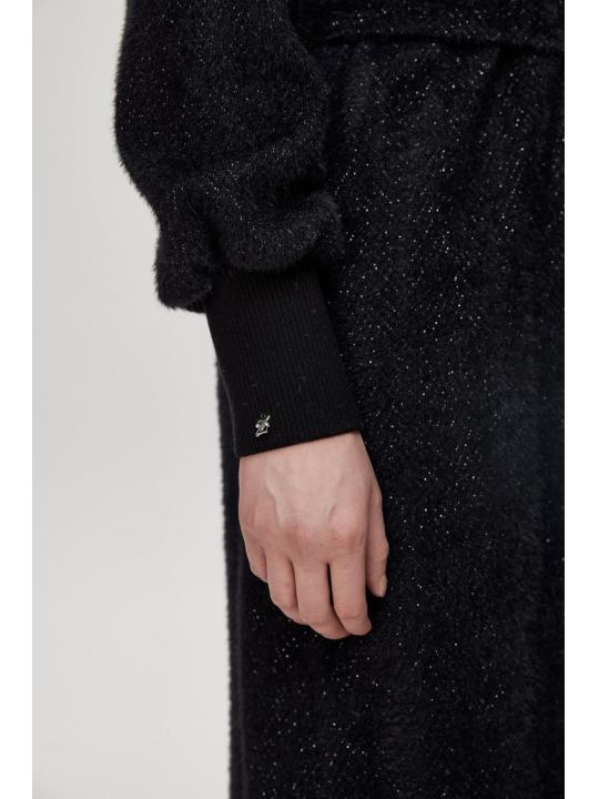 Cardigan Pierre de col châle détaillée en écru/or HR-0029