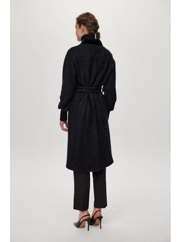 Cardigan Pierre de col châle détaillée en écru/or HR-0029