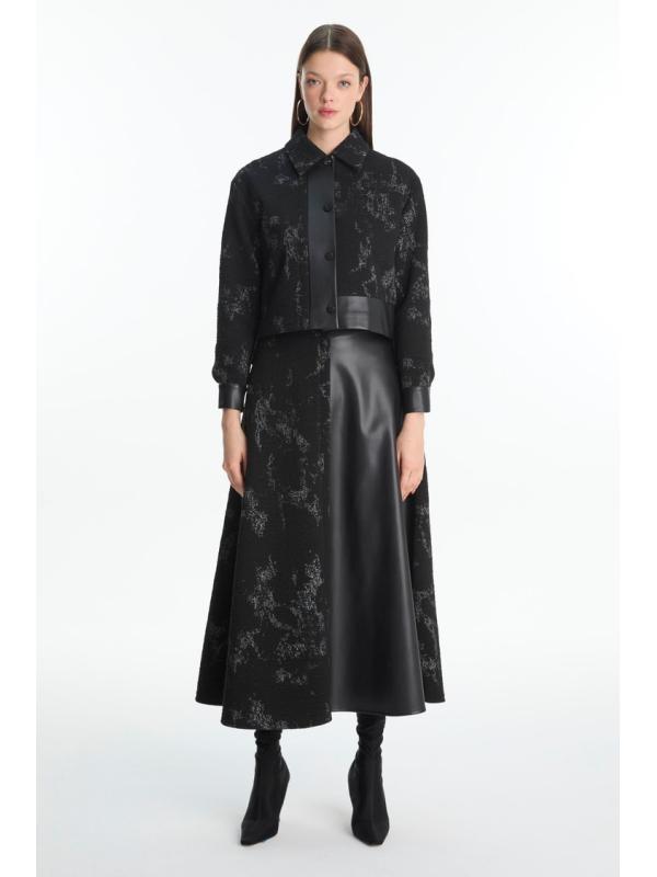 Combinaison double à motifs jacquard avec détail en cuir TK-1657