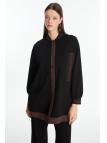 Veste noir/marron détaillée à rayures C-0166