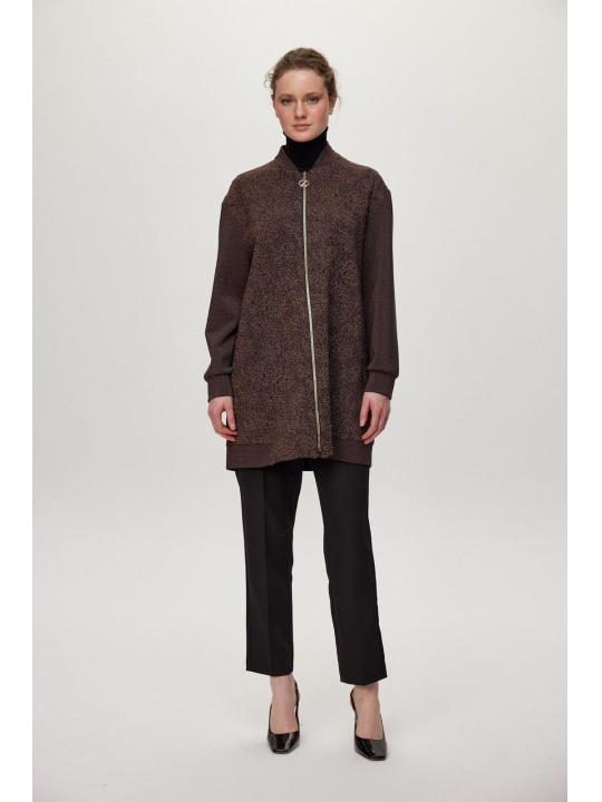 Veste C-0164 à fermeture éclair texturée détaillée