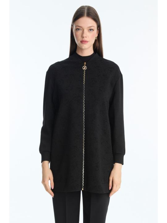 Veste C-0164 à fermeture éclair texturée détaillée