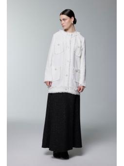 Veste écrue détaillée à poche texturée en tweed C-0151